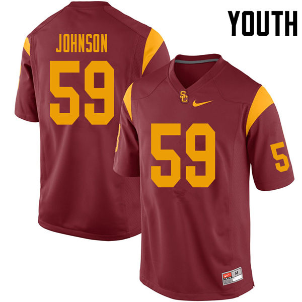 Youth #59 Damon Johnson USC Trojans College Football Jerseys Sale-Cardinal